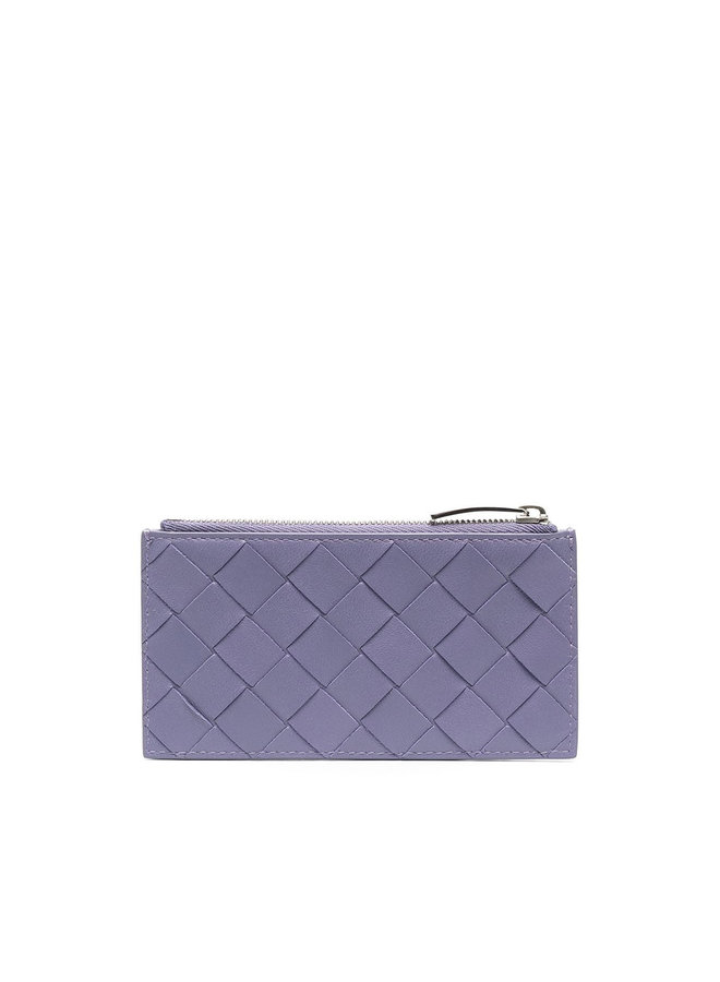 Zip Card Holder in Intrecciato in Lavender