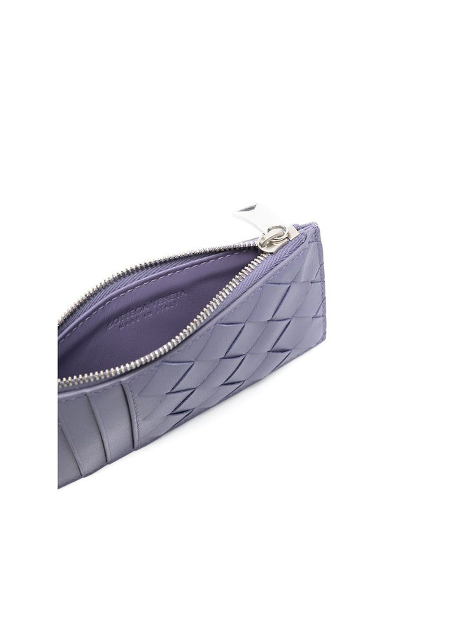 Zip Card Holder in Intrecciato in Lavender