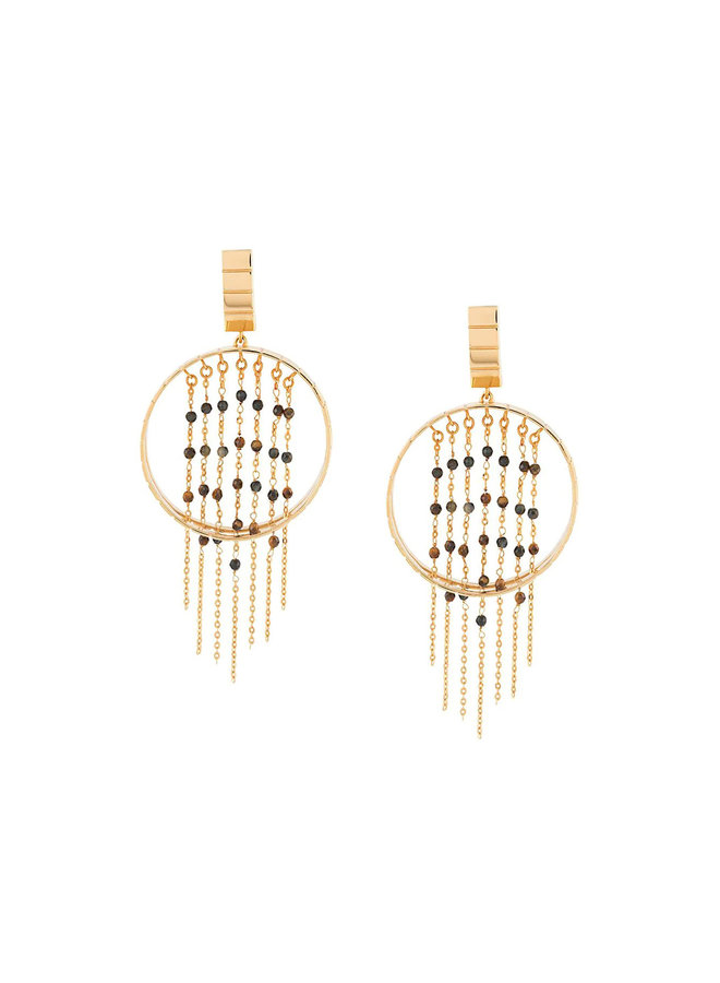 Tiger Slot Fringe Earring in Gold