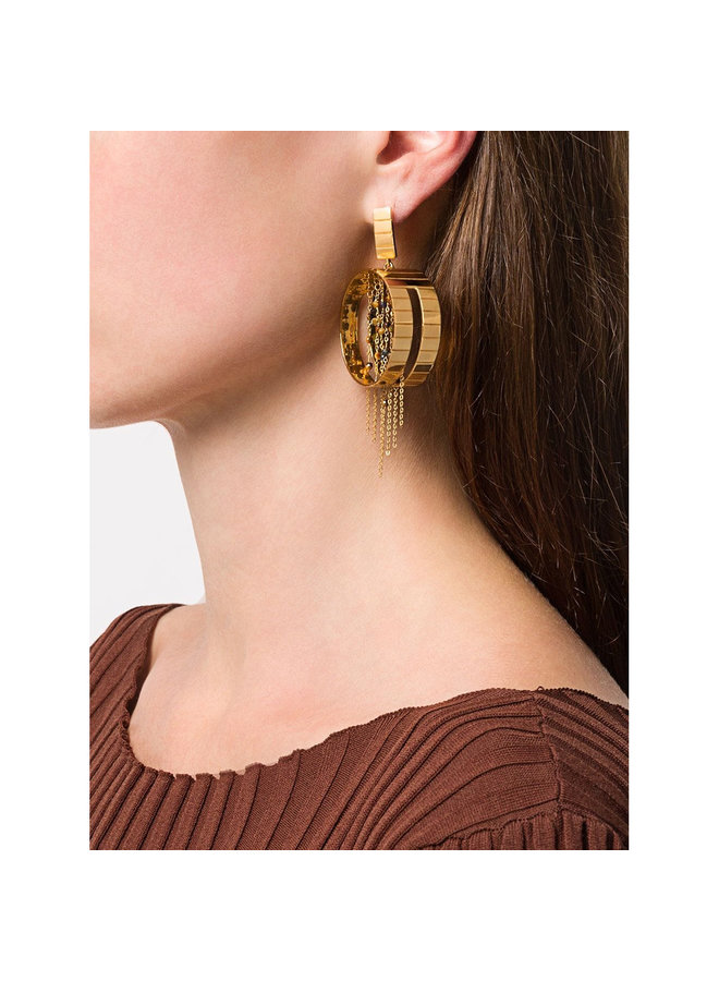 Tiger Slot Fringe Earring in Gold