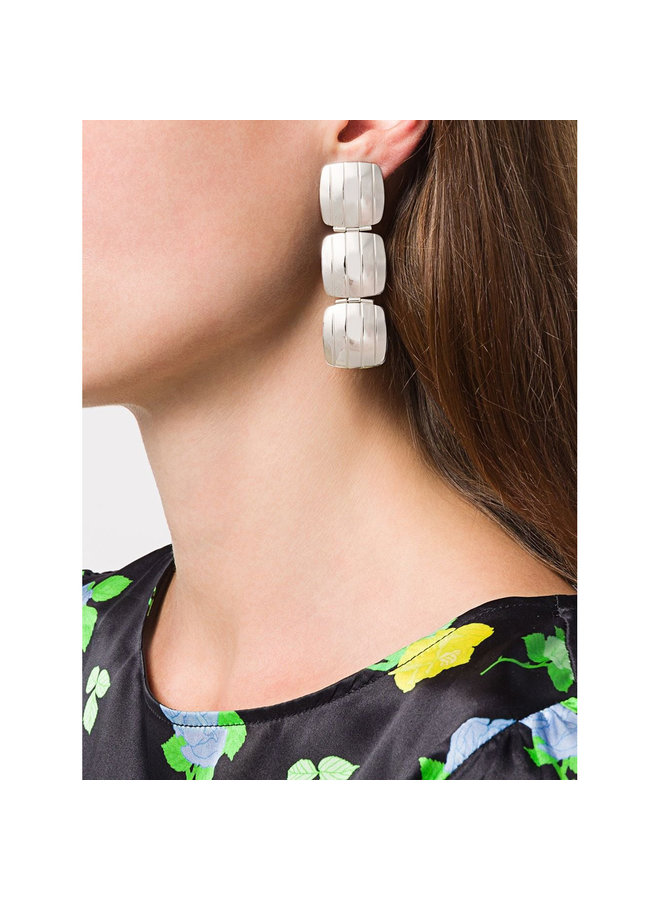 Slot Stud Drop Earrings in Silver