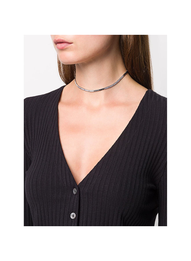 Skinny Slot Chain Choker in Silver