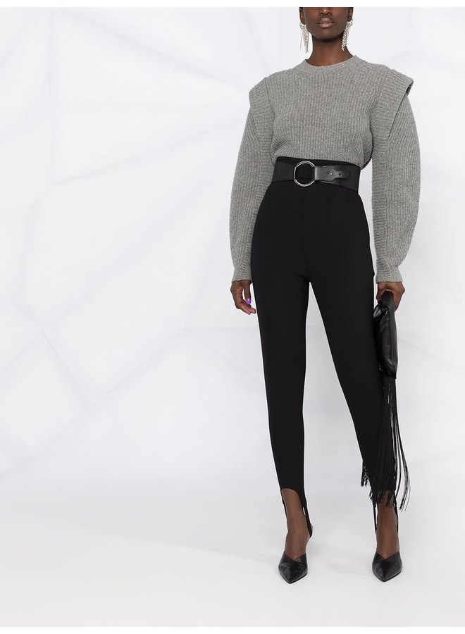 High Rise Leggings in Stretch Wool in Black