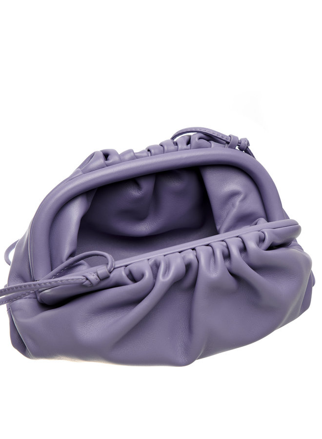 Mini Pouch Bag in Leather in Lavender