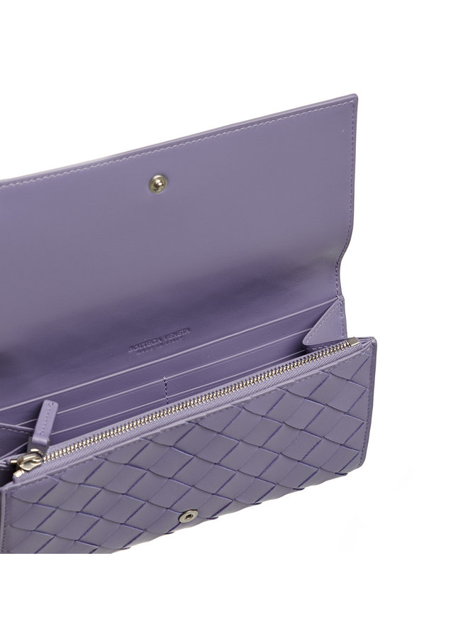 Continental Wallet in Intrecciato in Lavender