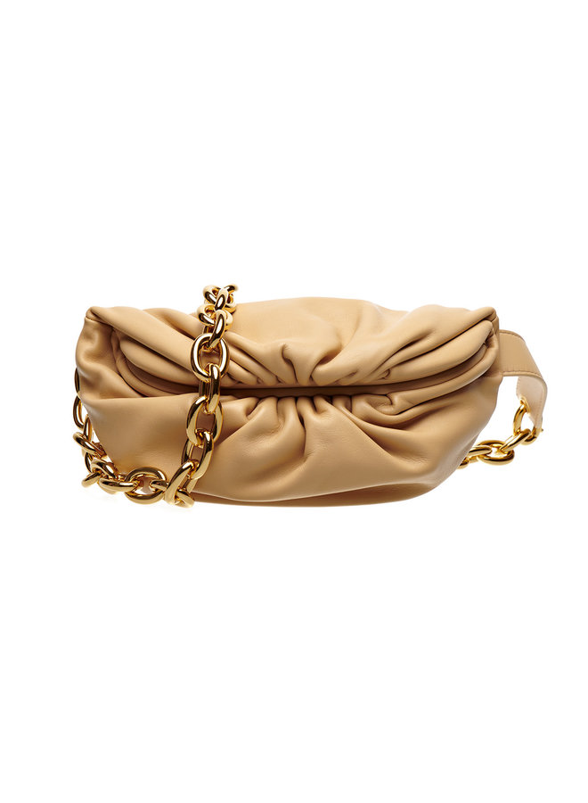 The Pouch Belt Bag in Leather in Almond