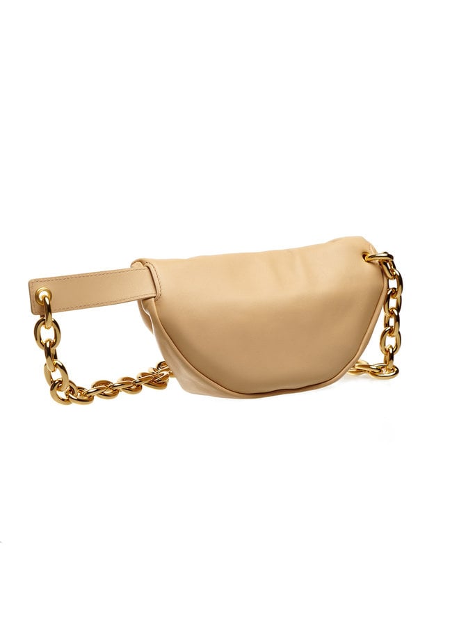 The Pouch Belt Bag in Leather in Almond