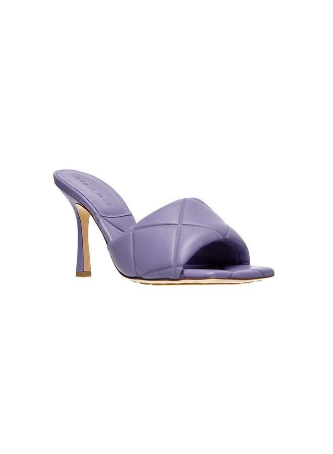 Lido Intrecciato High Heel Mules in Leather in Lavender
