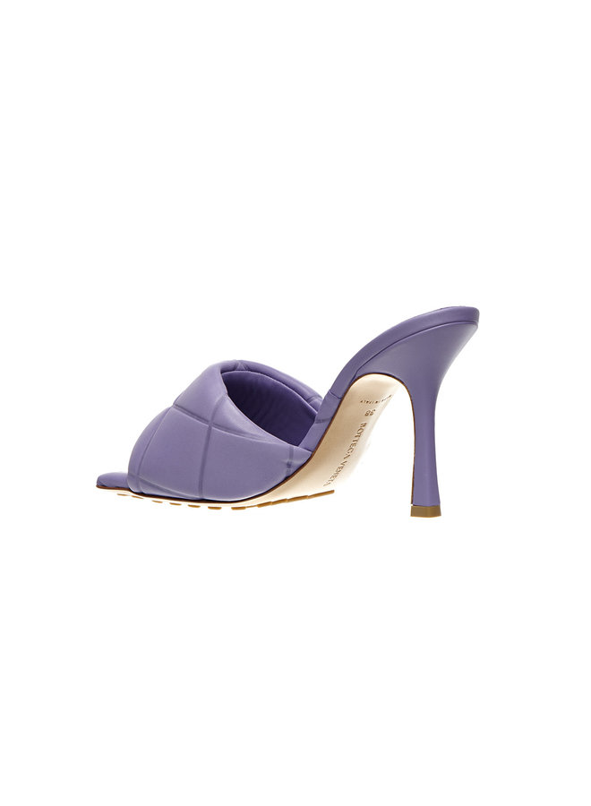 Lido Intrecciato High Heel Mules in Leather in Lavender