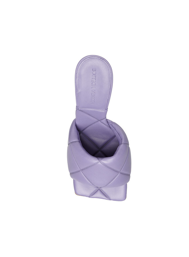 Lido Intrecciato High Heel Mules in Leather in Lavender