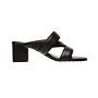 Low Heel Mule in Leather in Black