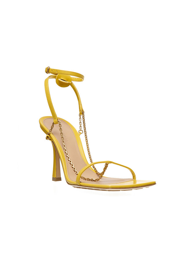 High Heel Sandals in Leather in Buttercup