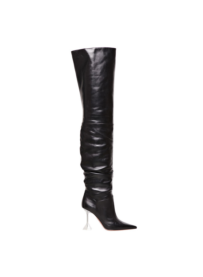Olivia Over the Knee Boot in Leather in Black