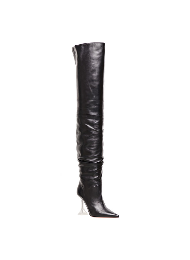 Olivia Over the Knee Boot in Leather in Black