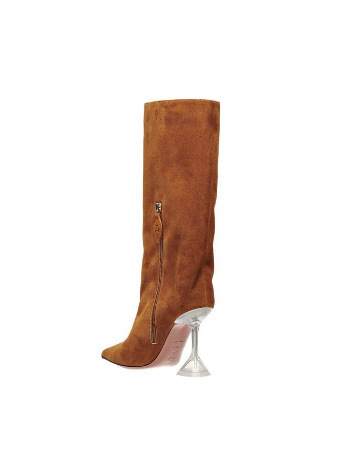 Plexi High Heel Rain Boot in Suede in Camel