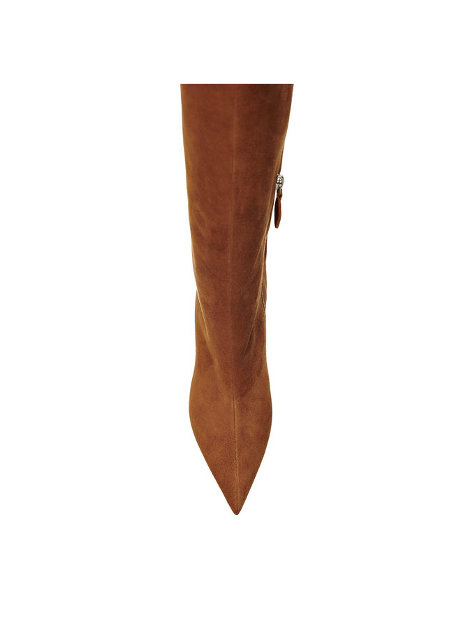 Plexi High Heel Rain Boot in Suede in Camel