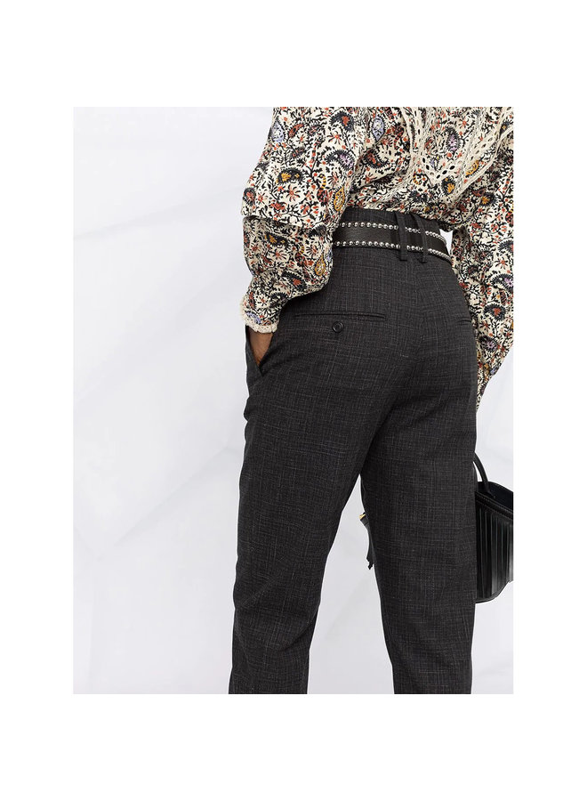 High Waisted Cropped Pants in Wool in Black