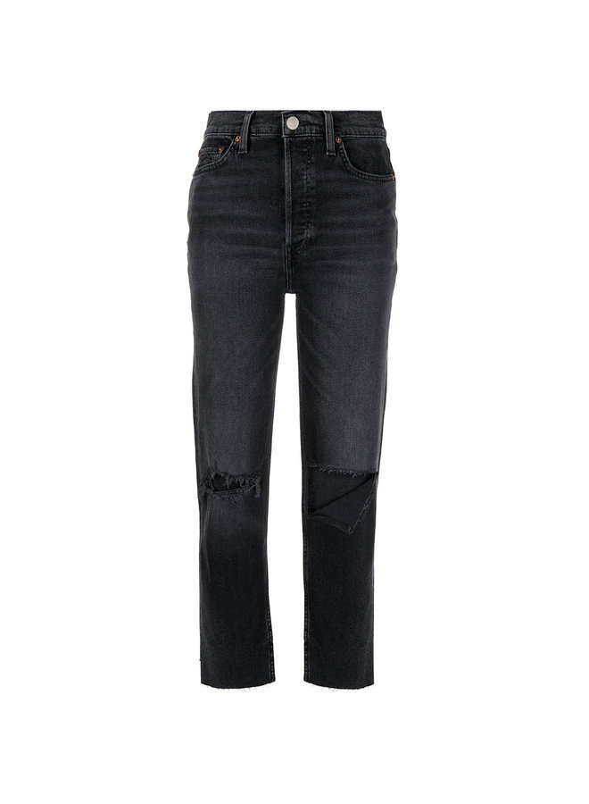 High Rise Distressed Denim Pants