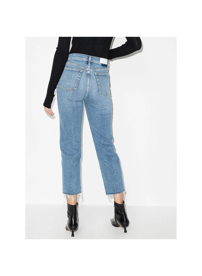 High Waisted Denim Pants in Stonewash Blue