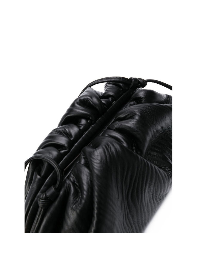 Mini Pouch Bag in Patterned Leather in Black