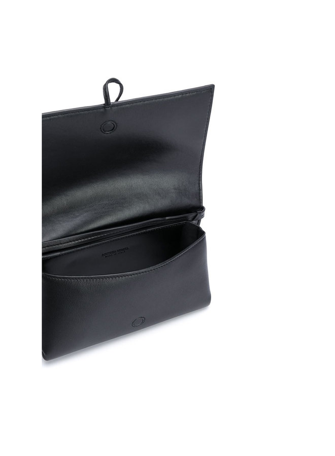 Crossbody Wallet Pouch in Intrecciato Leather in Black