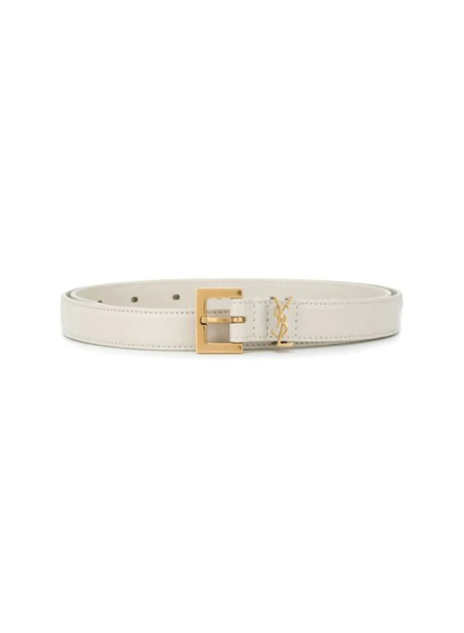 Monogram Leather Belt in Cream