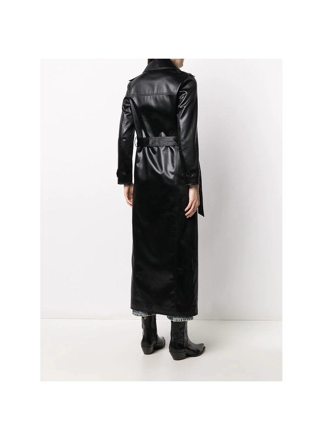 Double Breasted Trench Coat with Belt in Black