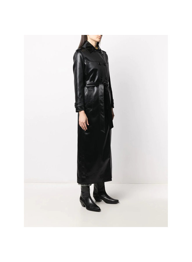 Double Breasted Trench Coat with Belt in Black
