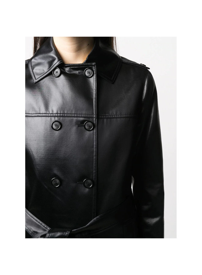 Double Breasted Trench Coat with Belt in Black