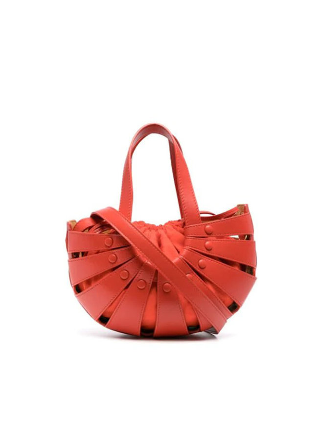 The Shell Mini Crossbody Bag in Leather in Chili Tomato