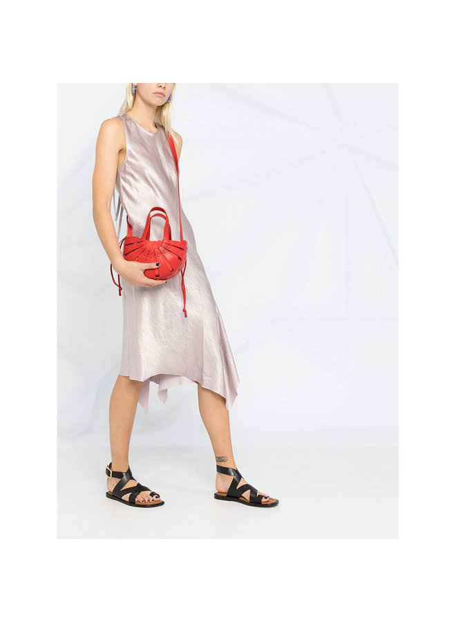 The Shell Mini Crossbody Bag in Leather in Chili Tomato