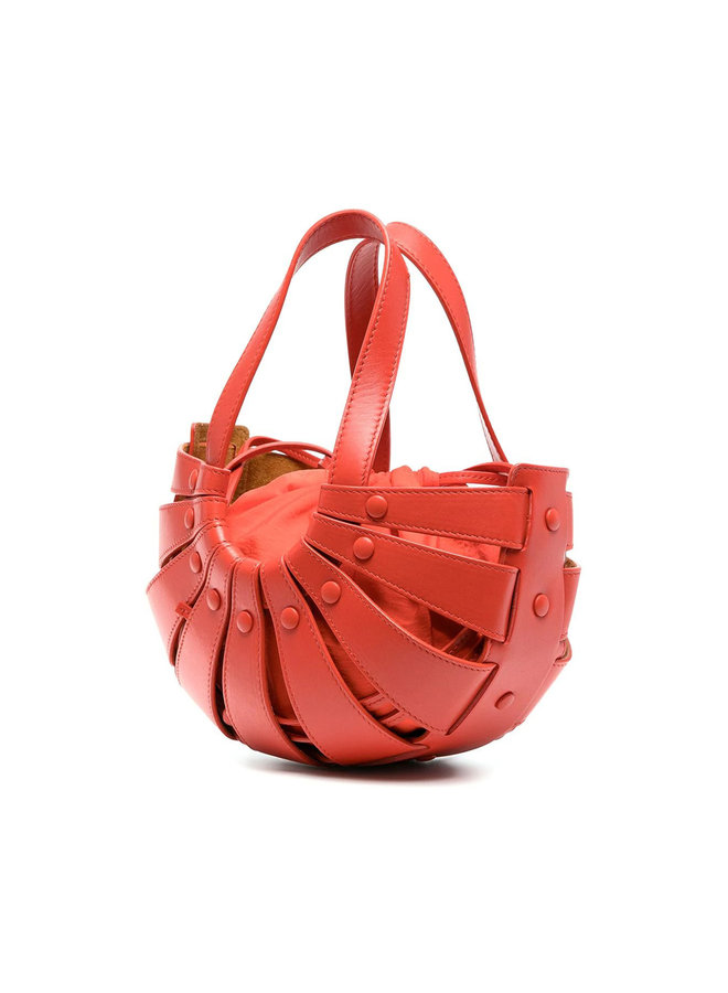 The Shell Mini Crossbody Bag in Leather in Chili Tomato