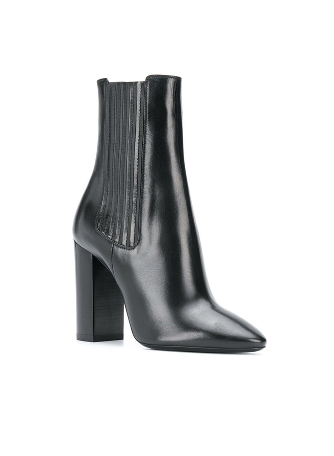 Mica High Heel Ankle Boot in Leather in Black