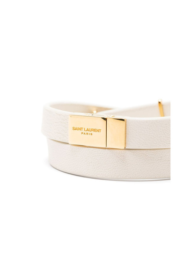 Monogram Double Wrap Bracelet in Crema/Gold