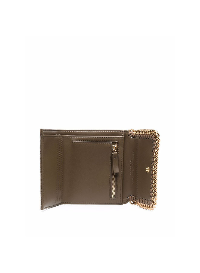 Falabella Small Flap Wallet in Olive/Gold