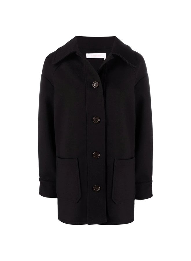 Short Buttoned Coat in Black