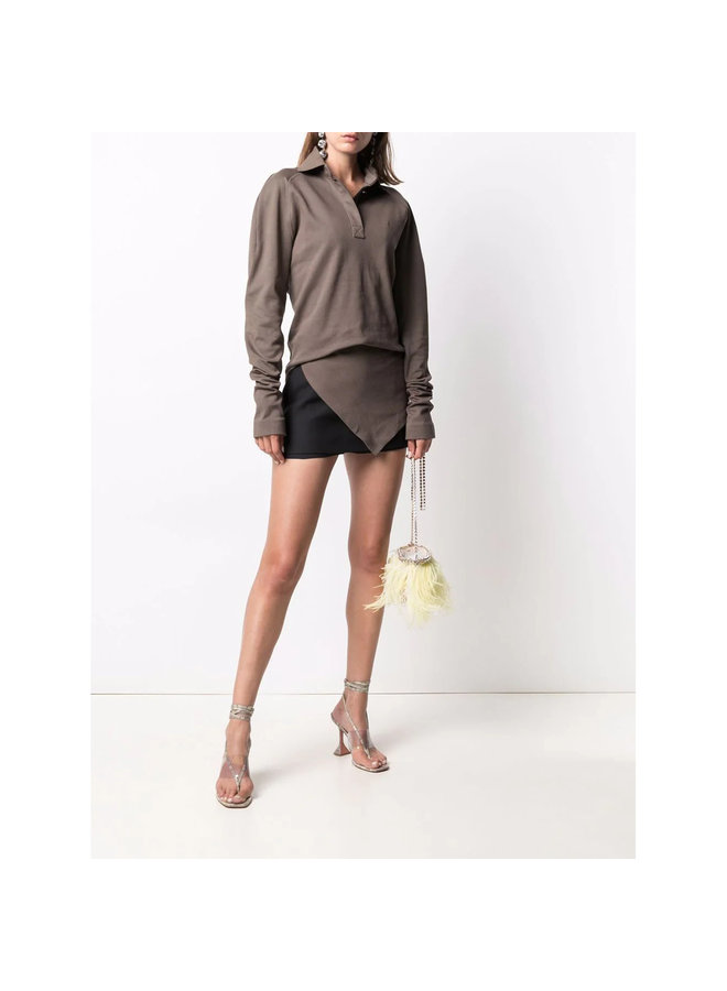 Asymmetric Polo T-Shirt in Taupe