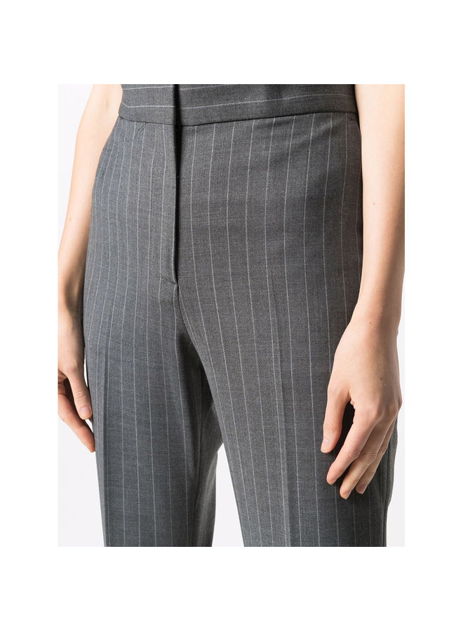 Pinstripe Flared Pants in Grey Melange