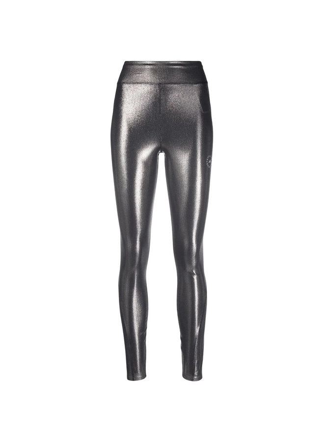 High Waisted Leggings in Shiny Silver