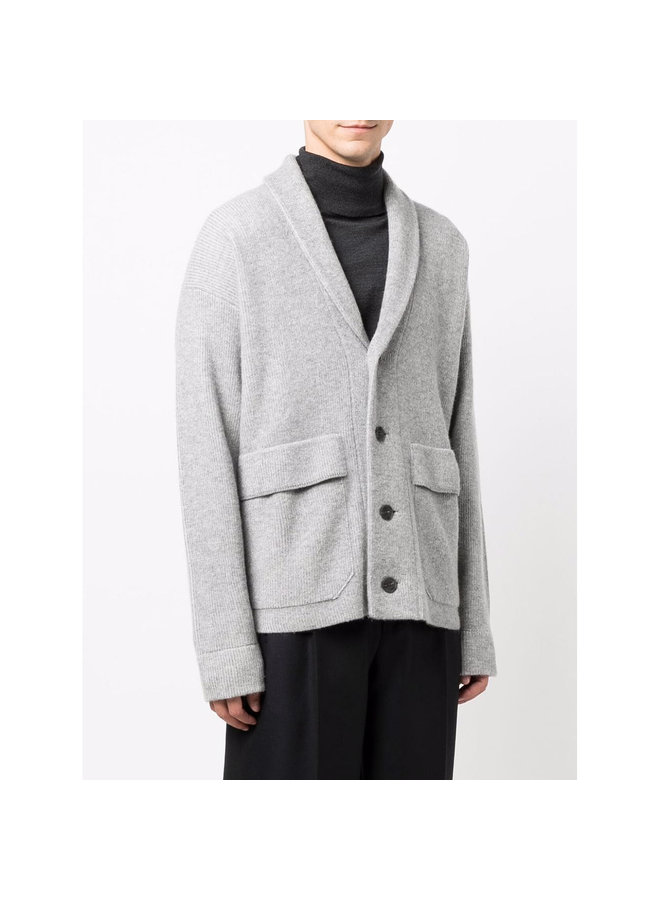 Button Up Knitted Cardigan in Light Grey