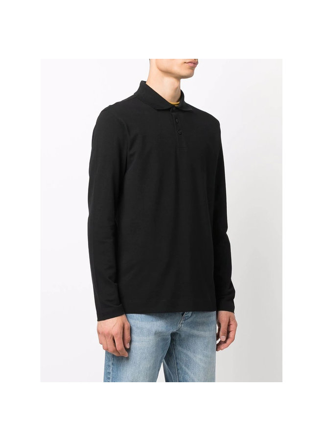Long Sleeve Polo T-Shirt in Black