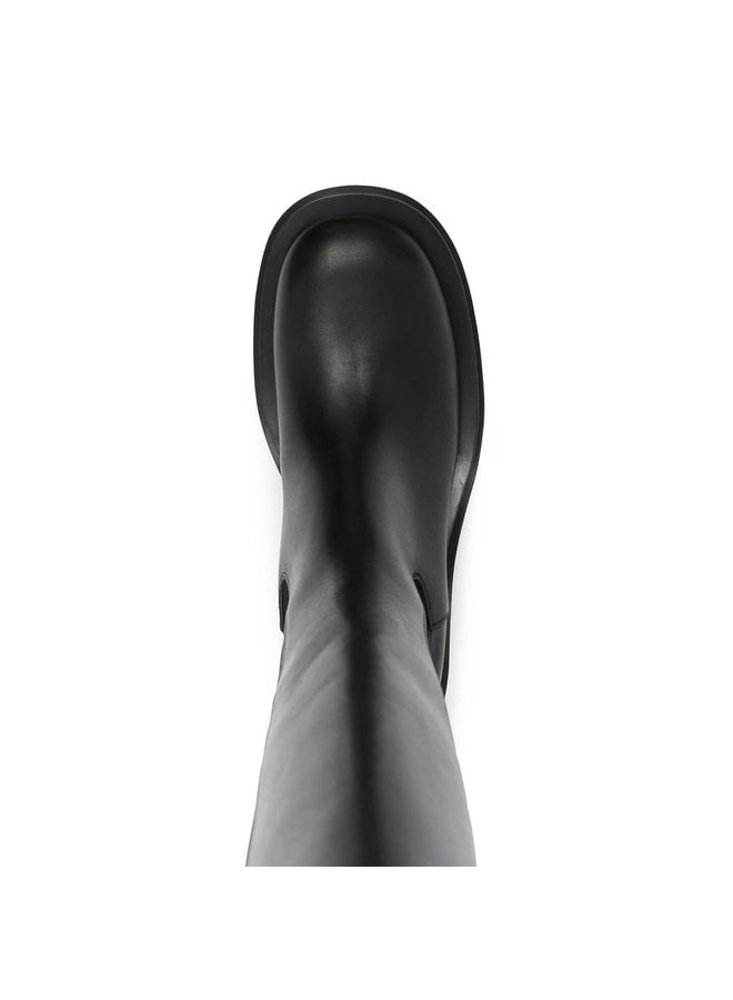 Lug Knee Length Boots in Black