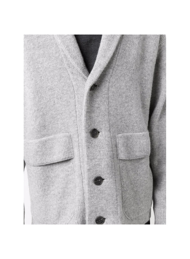 Button Up Knitted Cardigan in Light Grey