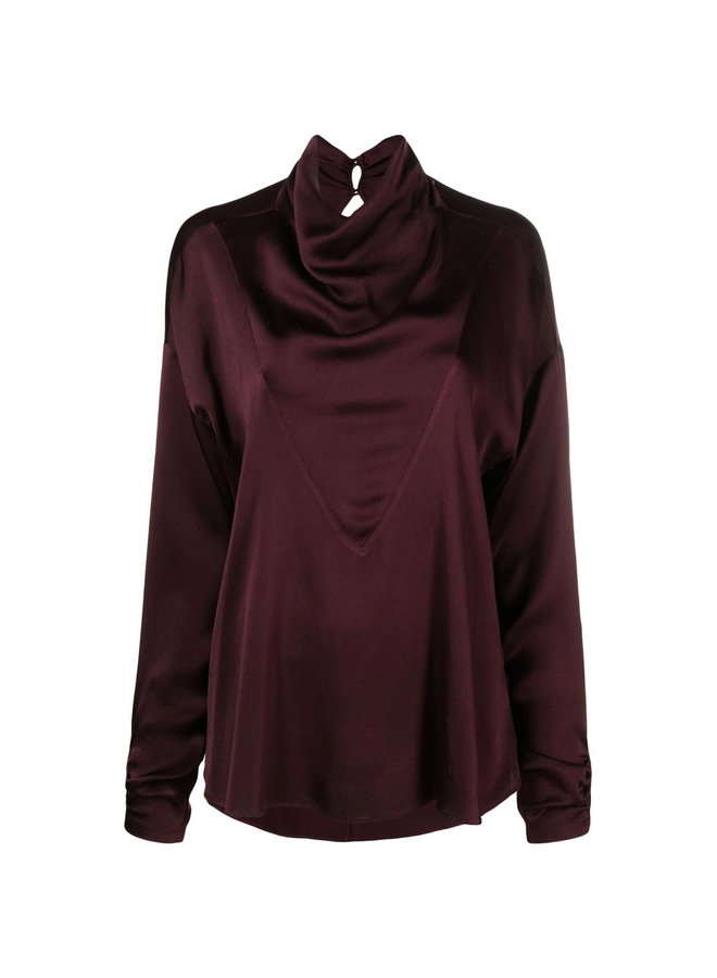Cowl Neck Blouse in Chocolate
