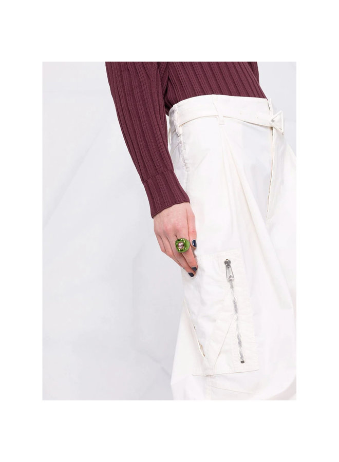 Multi Pocket Wide Leg Pants in Off White