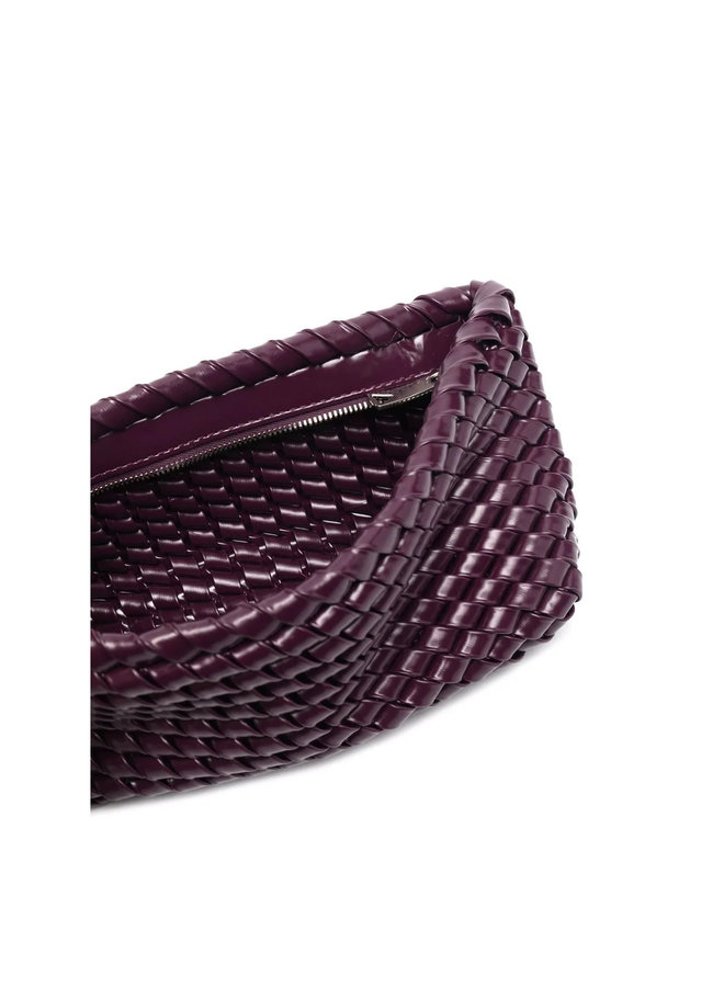 Structure Clutch Bag in Wine/Silver