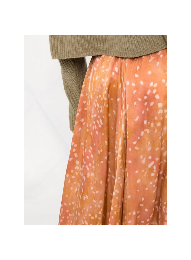 Draped Midi Printed Skirt in Caramel