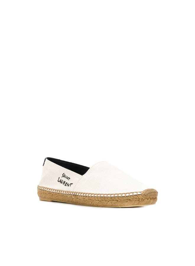 Signature Logo Flat Espadrilles in Ecru