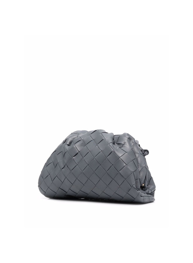 Mini Pouch Bag in Intrecciato in Grey