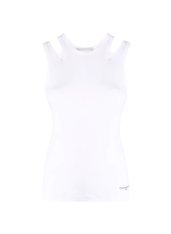 Tank Top with Cut Out Details in White